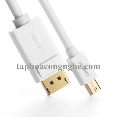 Ugreen 10423 3M Màu Trắng Cáp chuyển đổi Mini DP sang DisplayPort hỗ trợ phân giải 4K x 2K MD105 30010423